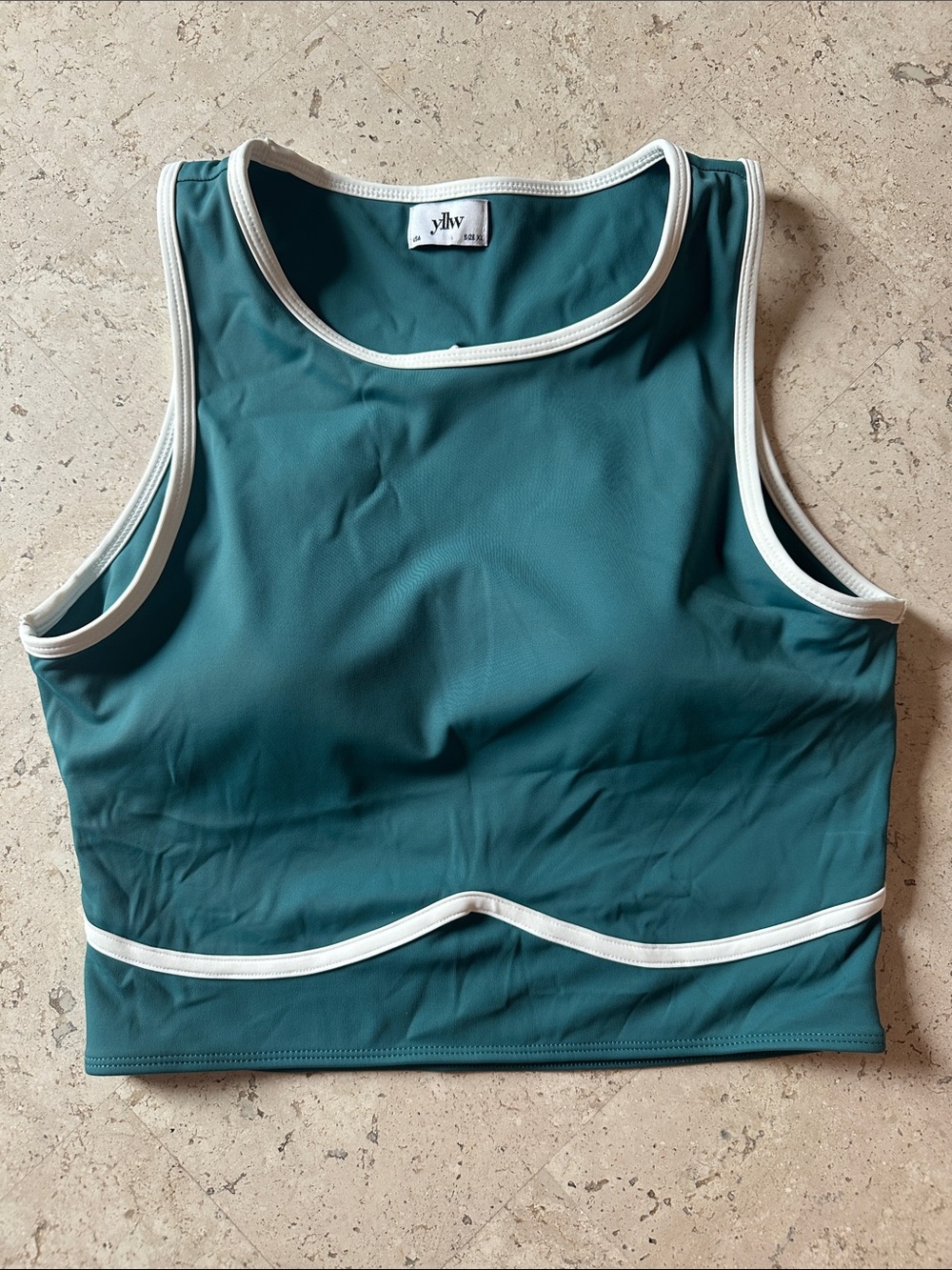 ybw Teal Crop Tank with White Trim